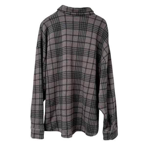 PINK Victoria's Secret Fleece Shirt XL Taupe Black Check Sweatshirt Womens Top - Picture 6 of 10